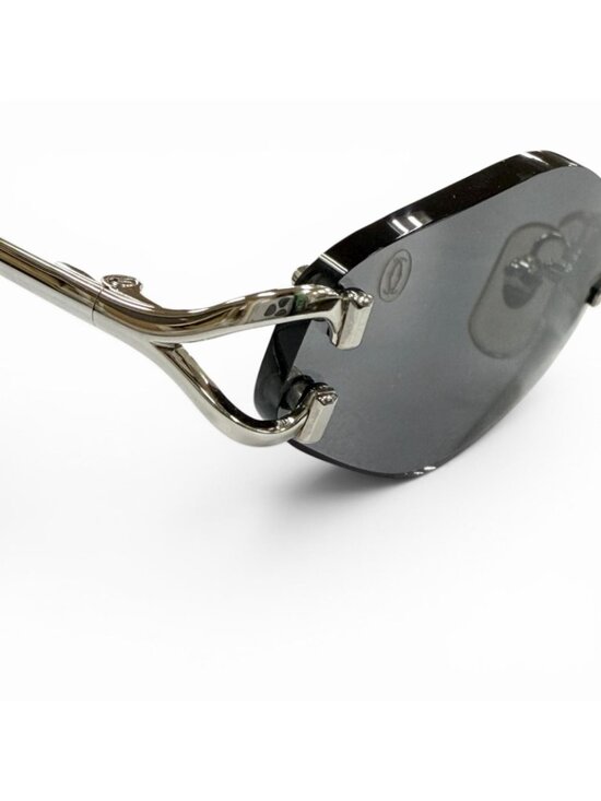 Cartier Rimless Two Point Logo Eyewear Sunglasses Silver Black 20 main image 5